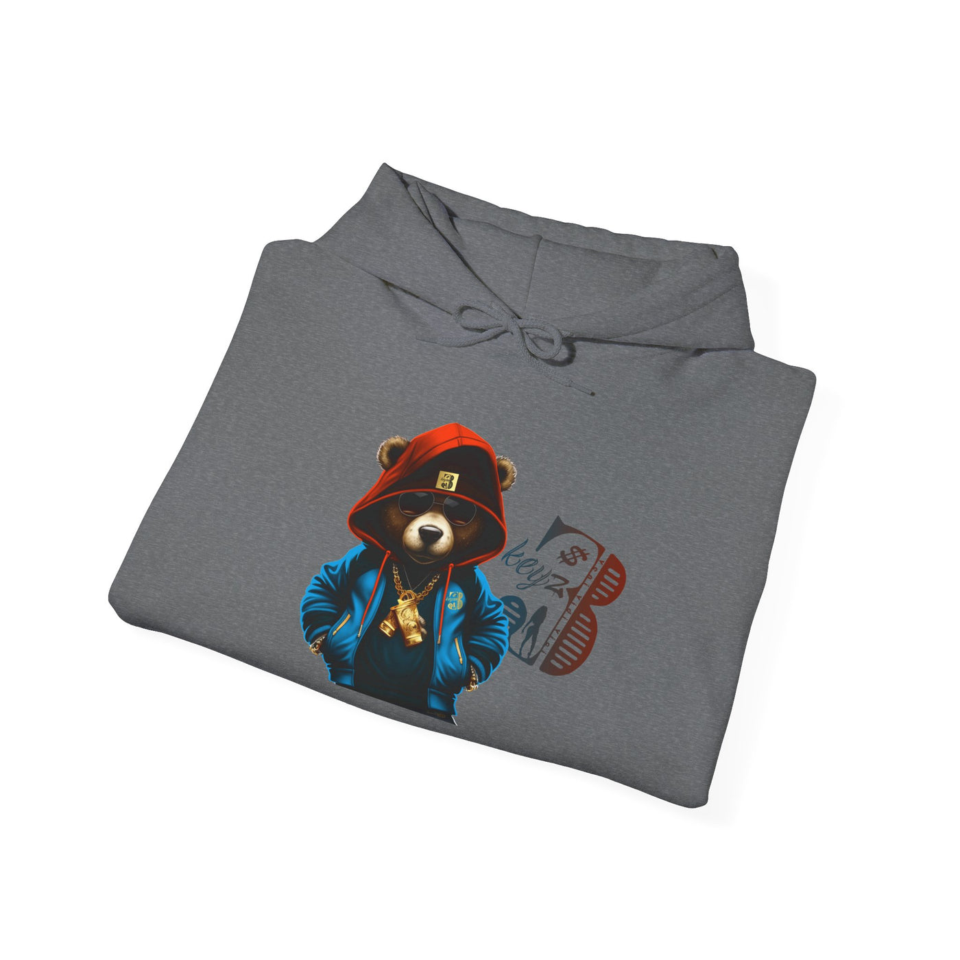 Unisex Hooded Sweatshirt 3keyz OG Teddy Drip Design Blue/Orange