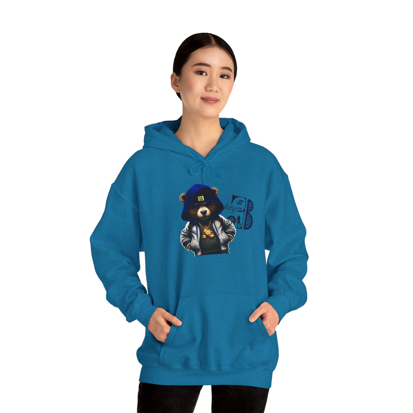 Unisex Hooded Sweatshirt 3keyz OG Teddy Drip Design Blue/Grey