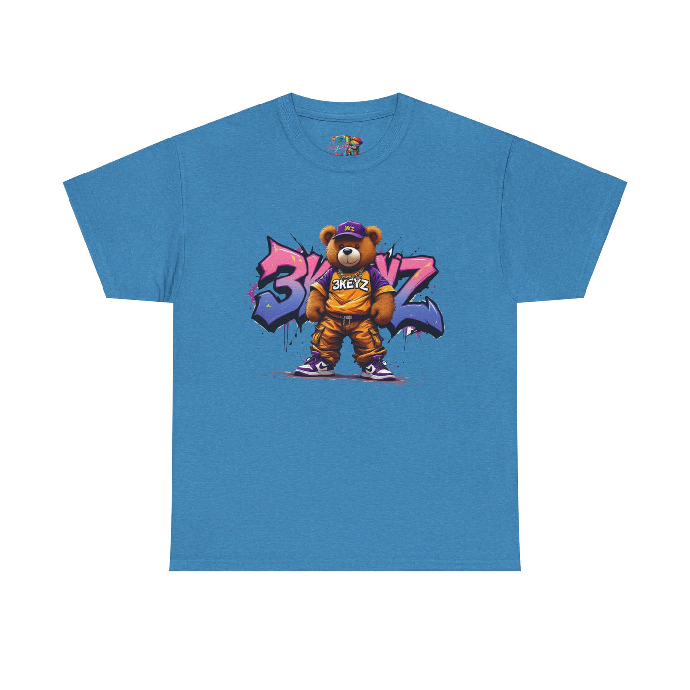 Teddy Drip Unisex Tee in Pink and Purple