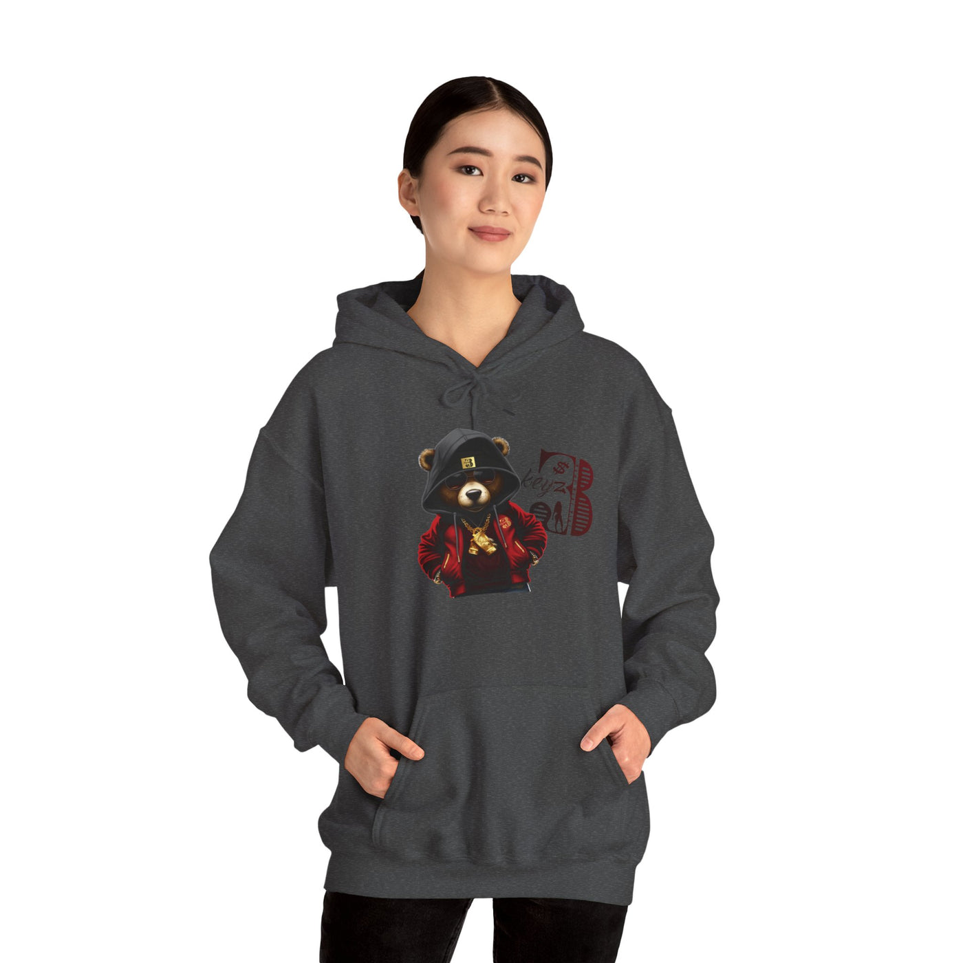 Unisex Hooded Sweatshirt 3keyz OG Teddy Drip Design Black/Red