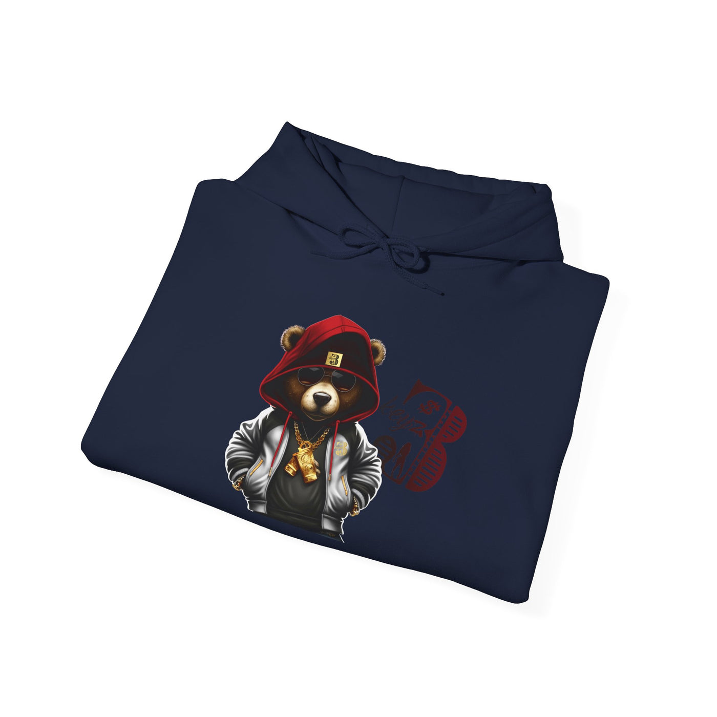 Unisex Hooded Sweatshirt 3keyz OG Teddy Drip Design Red/White