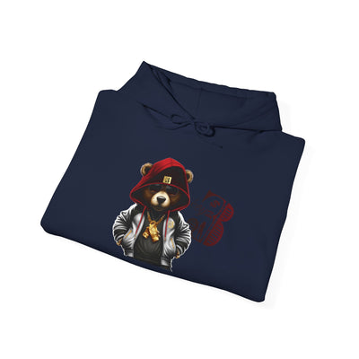 Unisex Hooded Sweatshirt 3keyz OG Teddy Drip Design Red/White