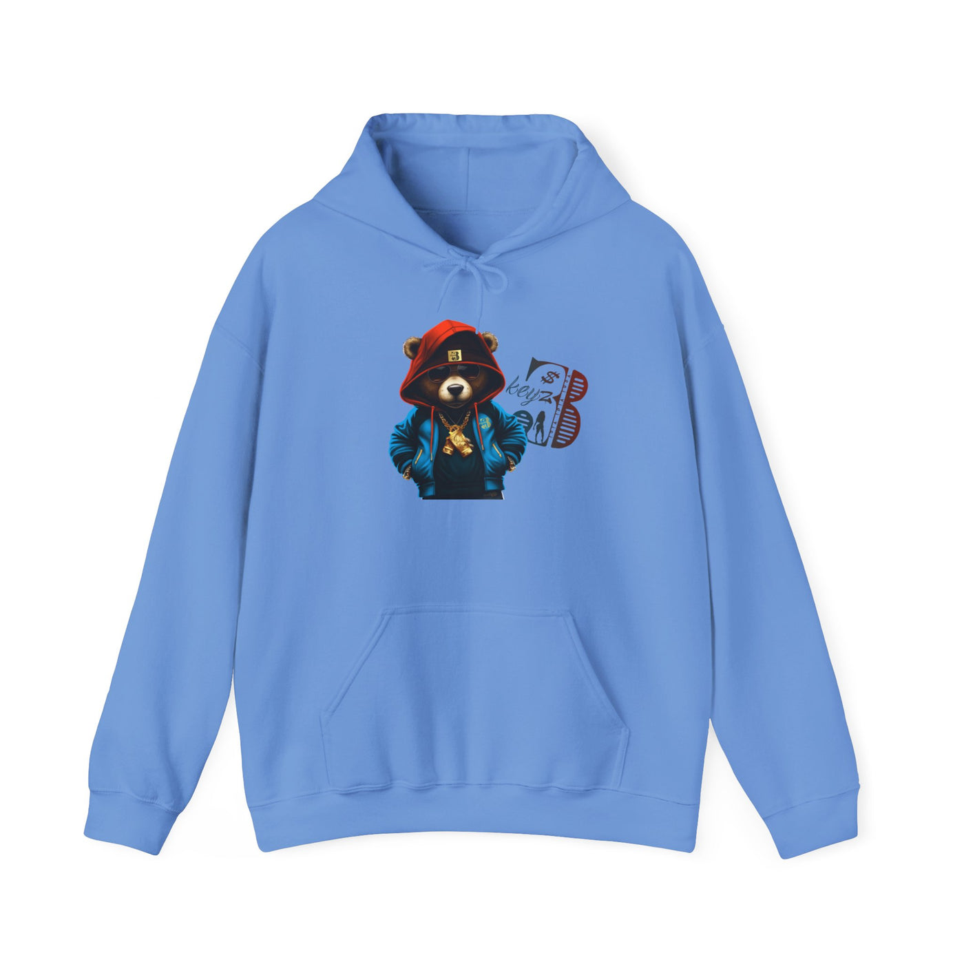 Unisex Hooded Sweatshirt 3keyz OG Teddy Drip Design Blue/Orange