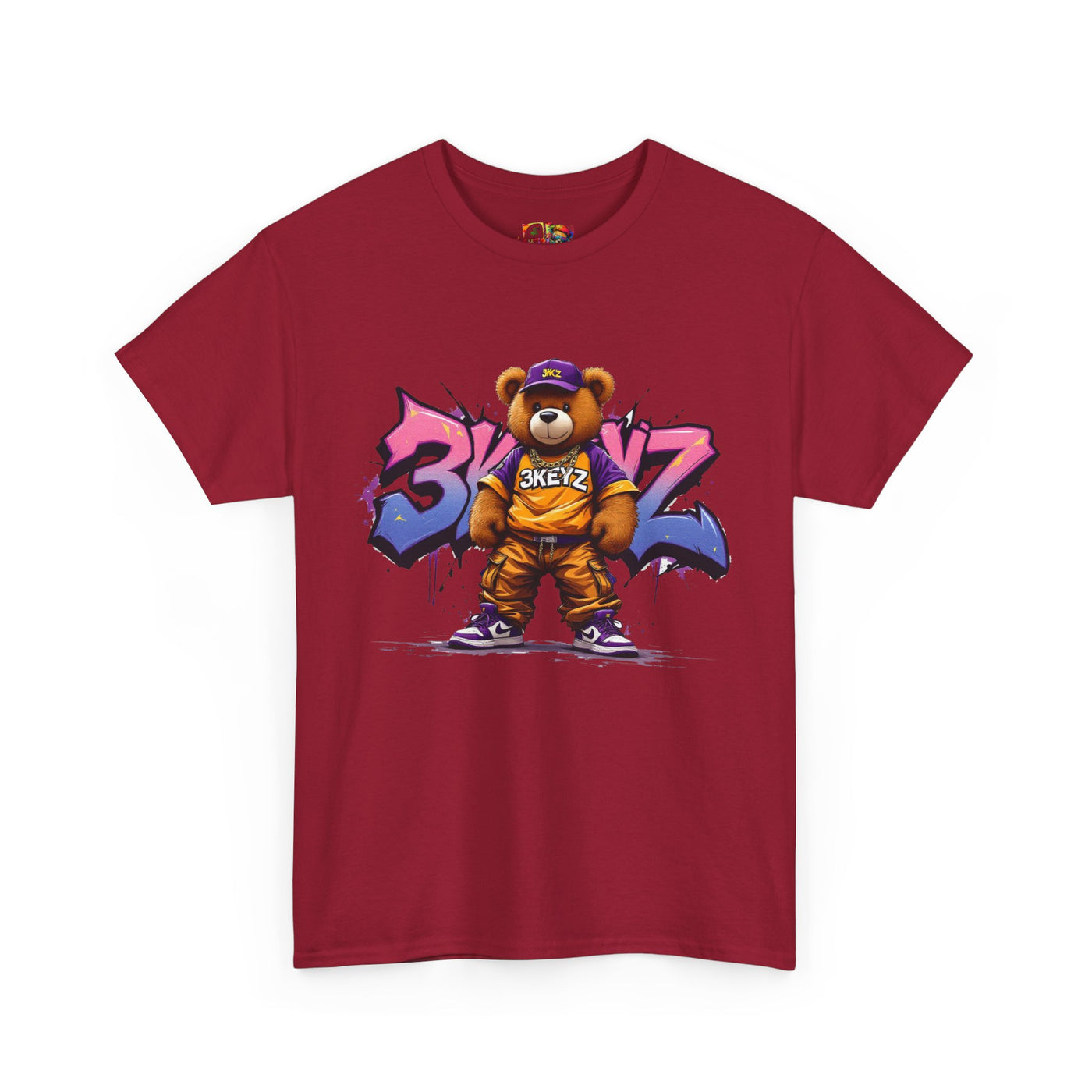 Teddy Drip Unisex Tee in Pink and Purple