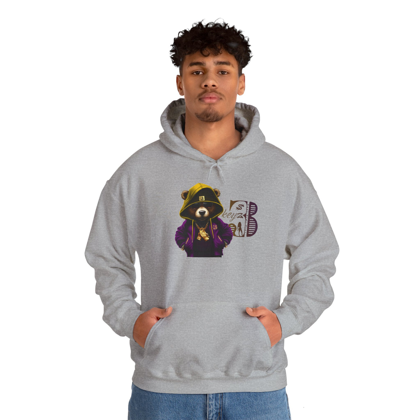 Unisex Hooded Sweatshirt 3keyz OG Teddy Drip Design Purple/Gold