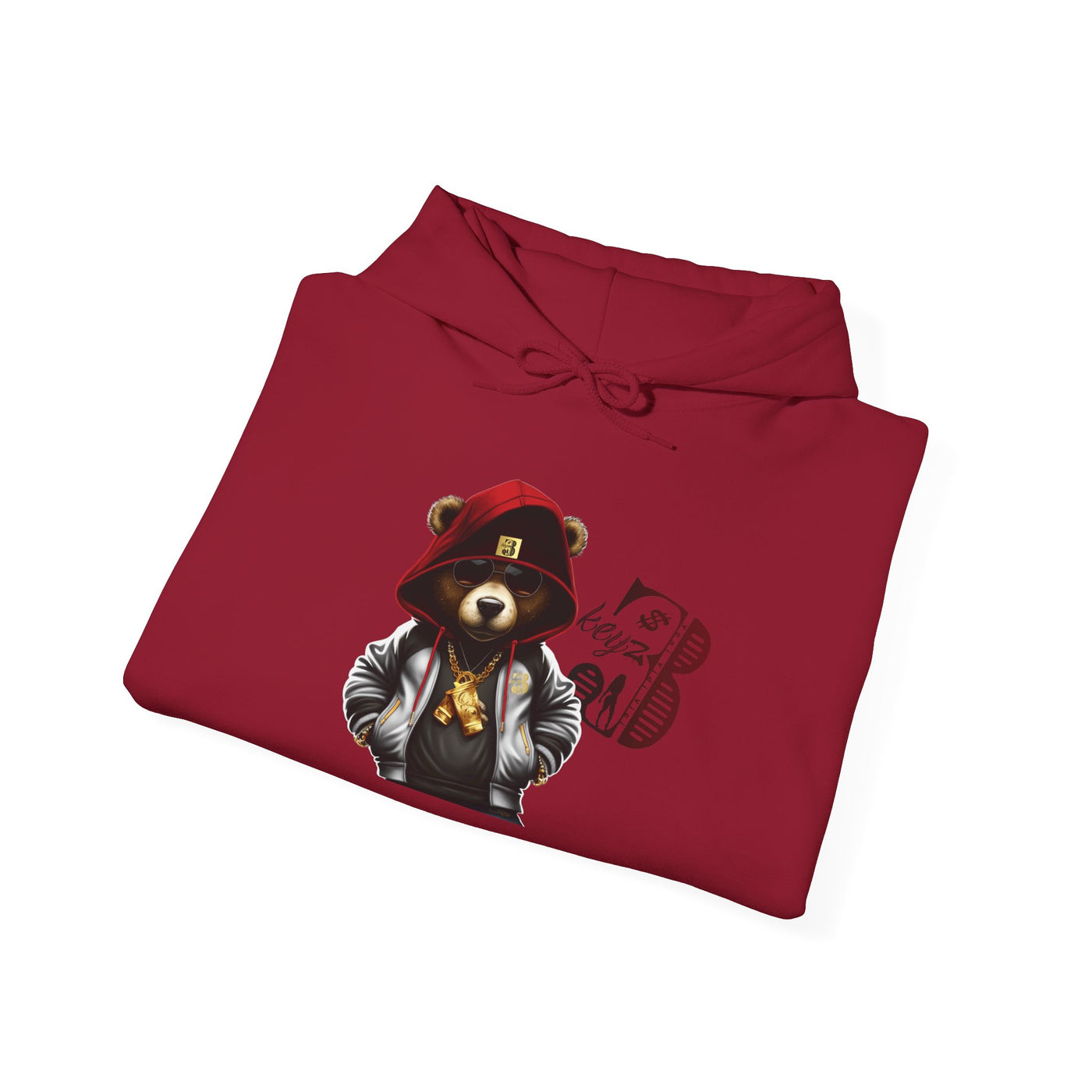 Unisex Hooded Sweatshirt 3keyz OG Teddy Drip Design Red/White