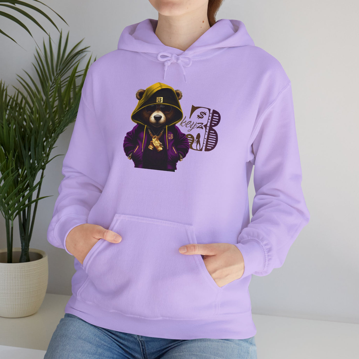 Unisex Hooded Sweatshirt 3keyz OG Teddy Drip Design Purple/Gold