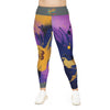 Yoga Leggings - Purple and Gold Paint Splatter Design