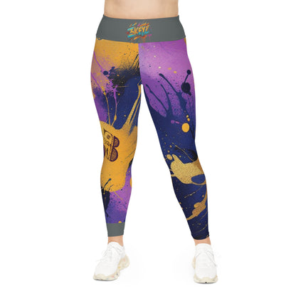 Yoga Leggings - Purple and Gold Paint Splatter Design