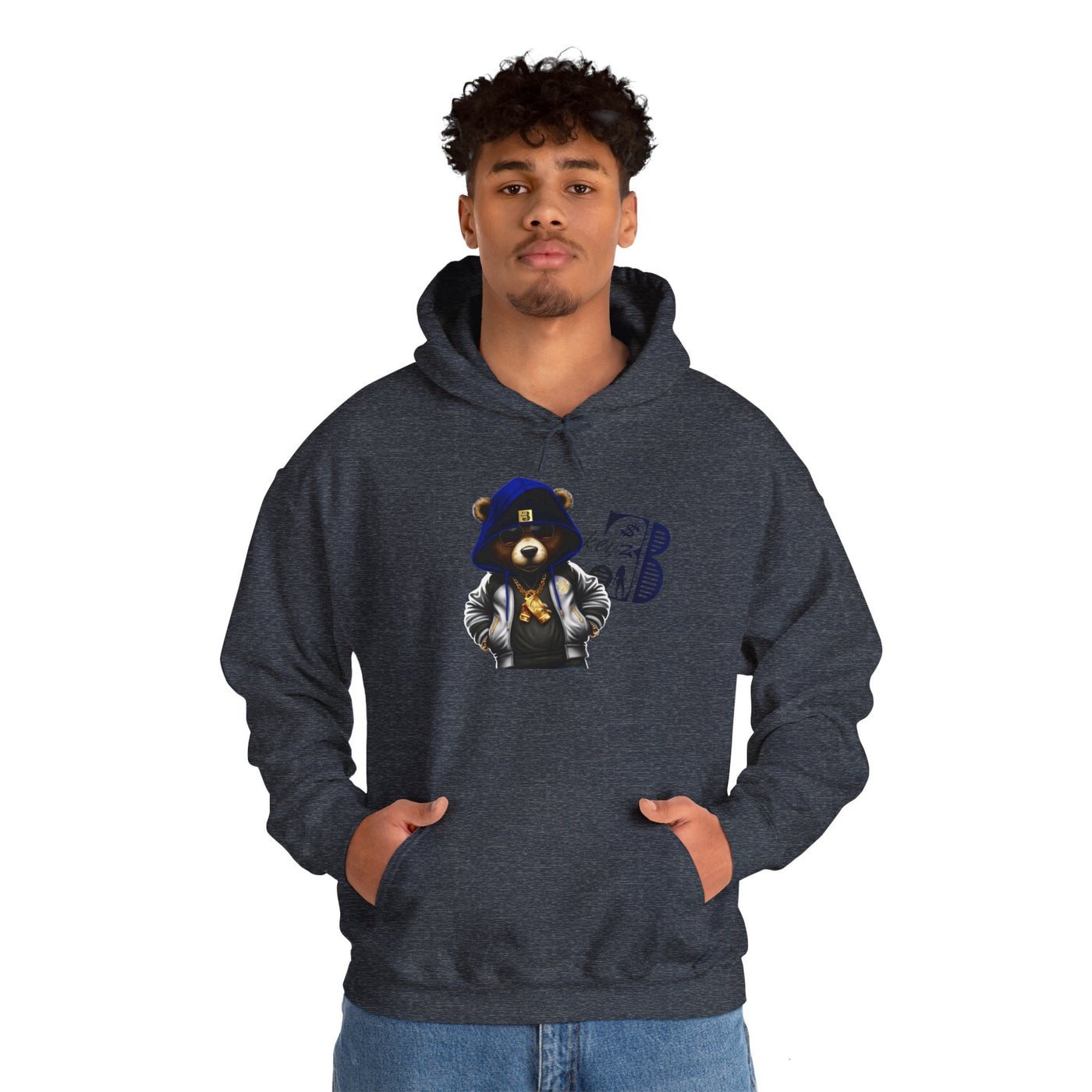 Unisex Hooded Sweatshirt 3keyz OG Teddy Drip Design Blue/Grey