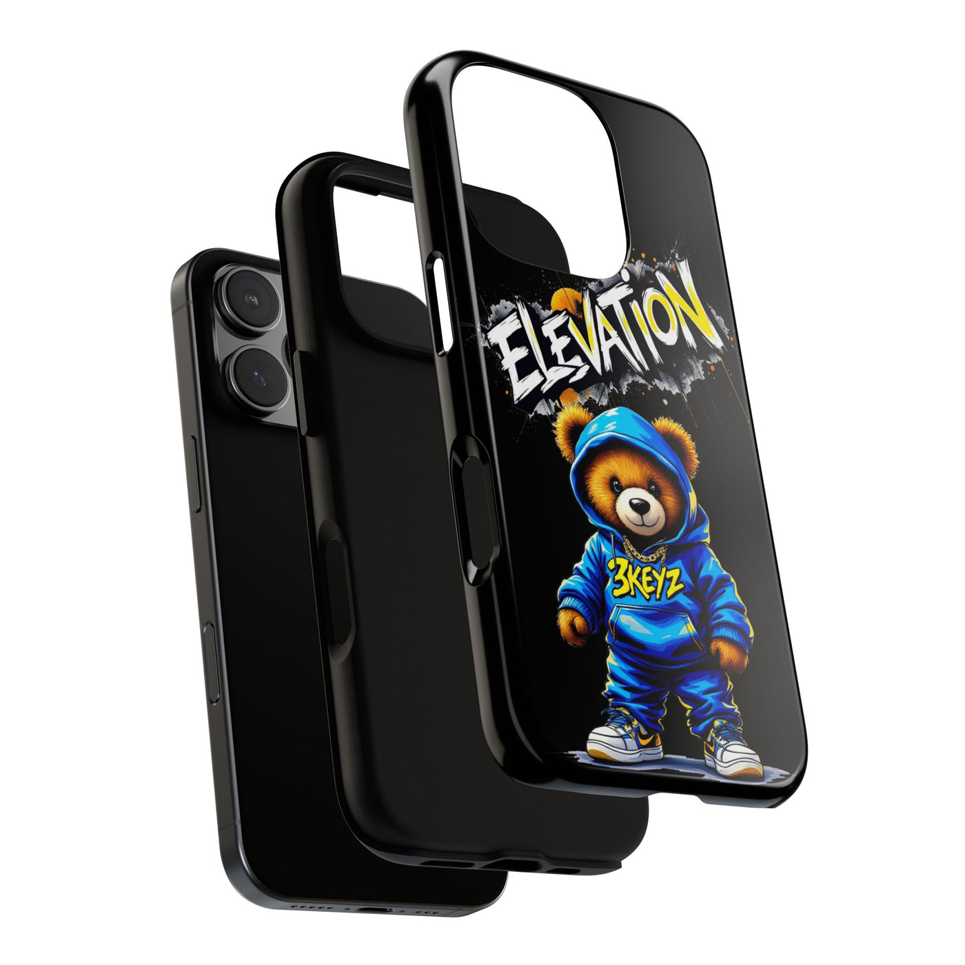 Elevated street drip Bear Black Phone Case - Tough and Trendy Design