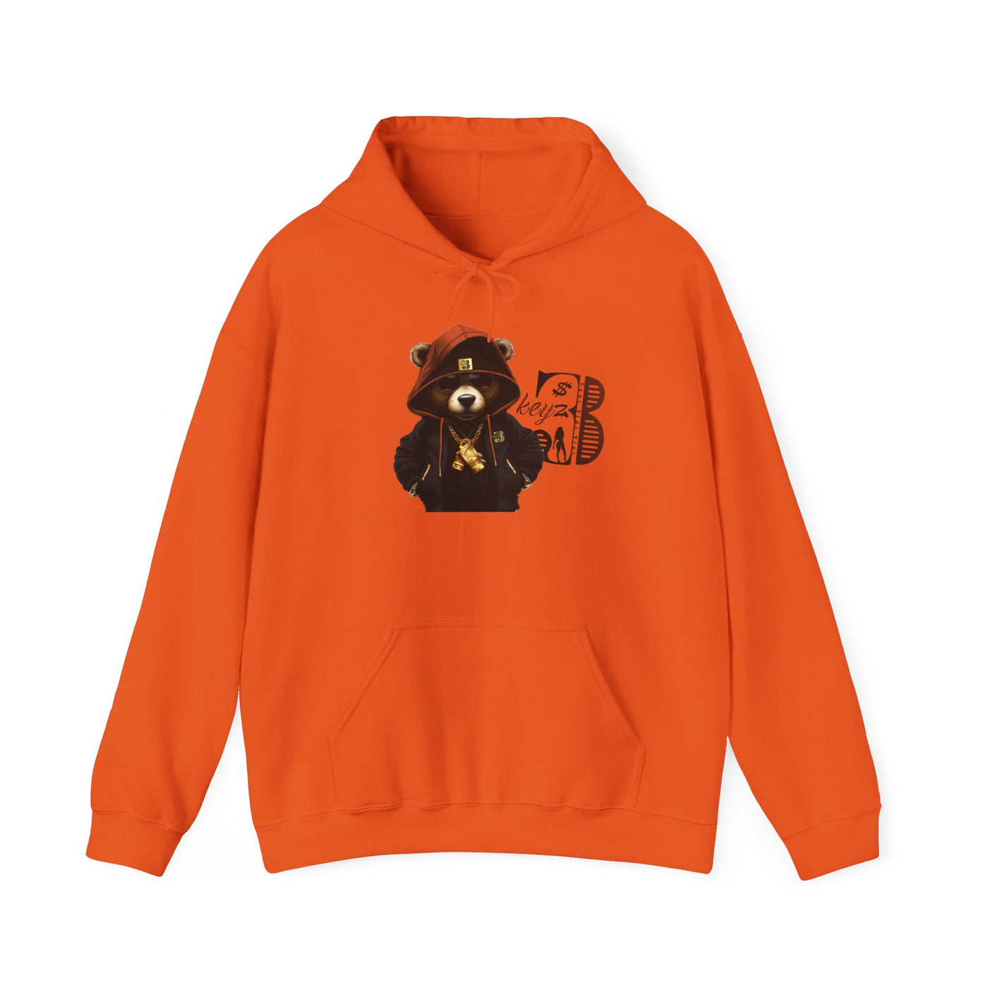 Unisex Hooded Sweatshirt 3keyz OG Teddy Drip Design Orange/Black