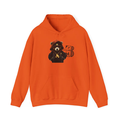 Unisex Hooded Sweatshirt 3keyz OG Teddy Drip Design Orange/Black