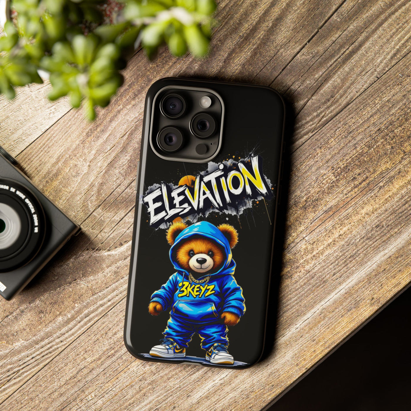 Elevated street drip Bear Black Phone Case - Tough and Trendy Design