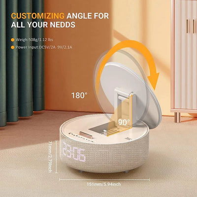6-in-1 Smart Charging Station with Bluetooth Speaker & Alarm Clock | Modern Bedside Essential