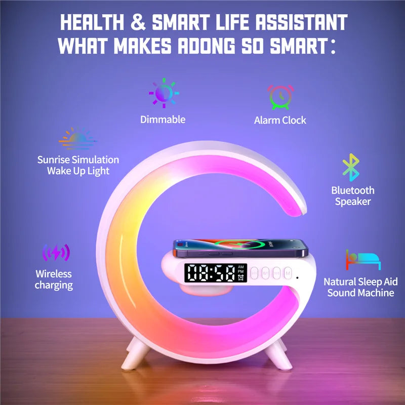 Ultimate Smart Charging Station with RGB Mood Lighting & Bluetooth Speaker | All-in-One Desk Essential