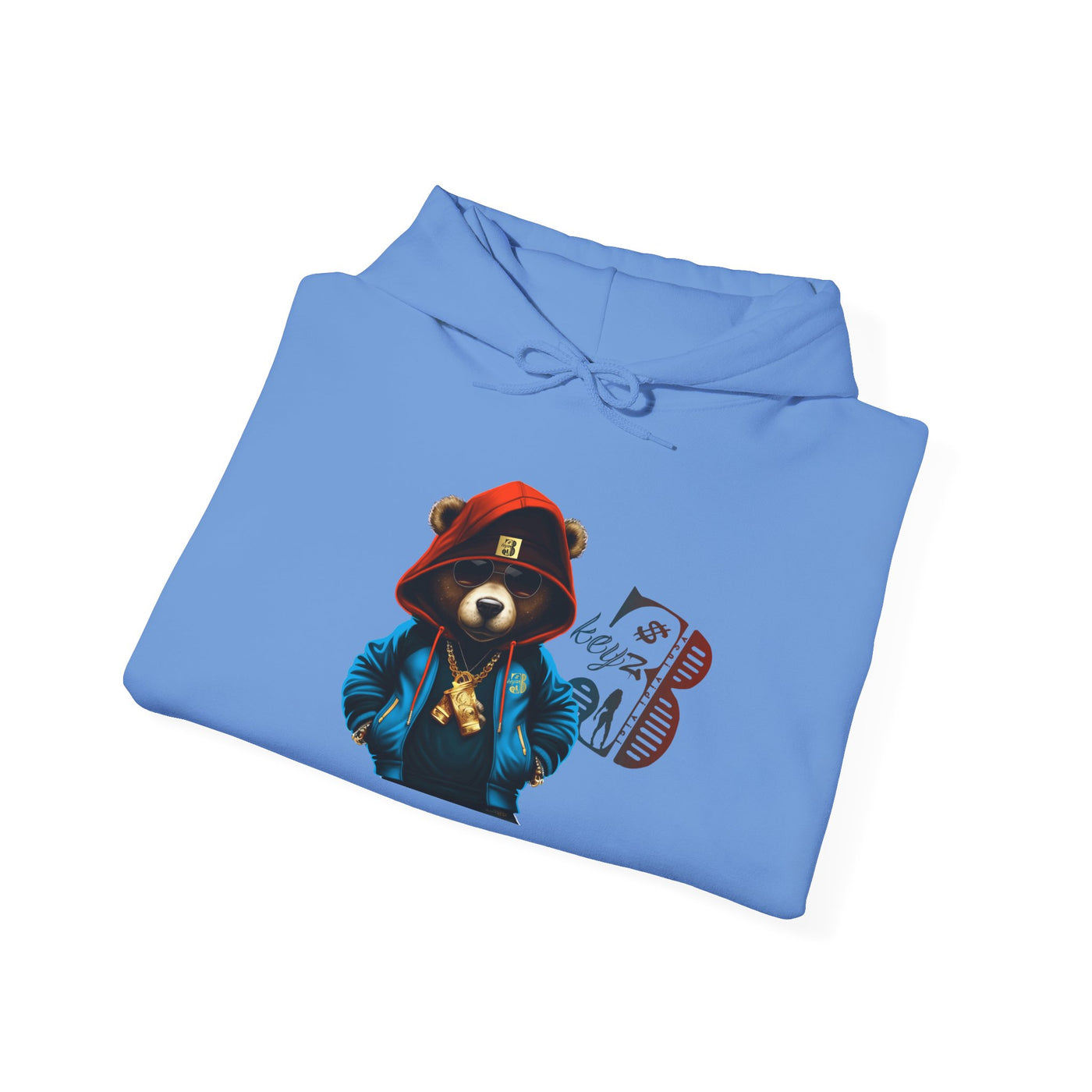 Unisex Hooded Sweatshirt 3keyz OG Teddy Drip Design Blue/Orange