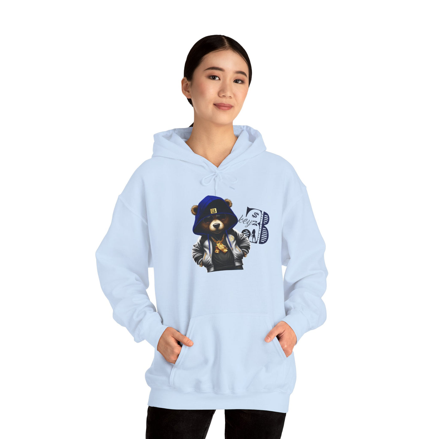 Unisex Hooded Sweatshirt 3keyz OG Teddy Drip Design Blue/Grey