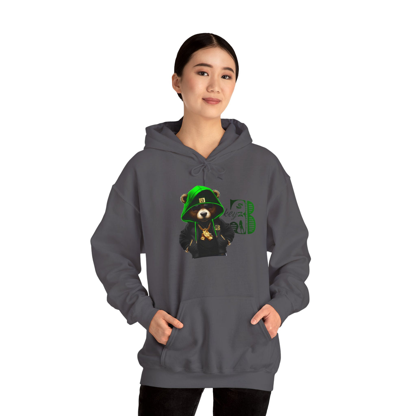 Unisex Hooded Sweatshirt 3keyz OG Teddy Drip Design Lime/Black
