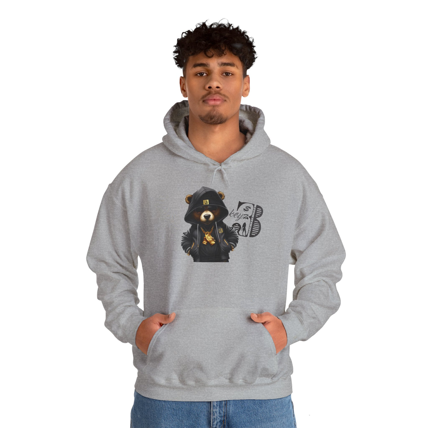 Unisex Hooded Sweatshirt 3keyz OG Teddy Drip Design Grey