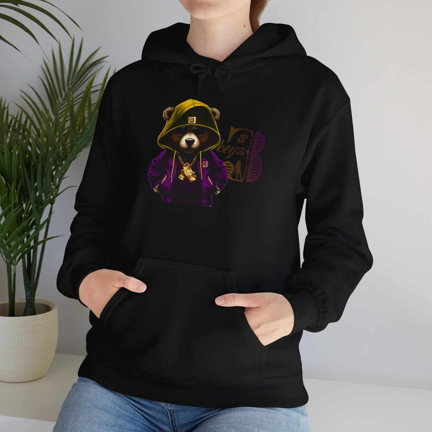 Unisex Hooded Sweatshirt 3keyz OG Teddy Drip Design Purple/Gold