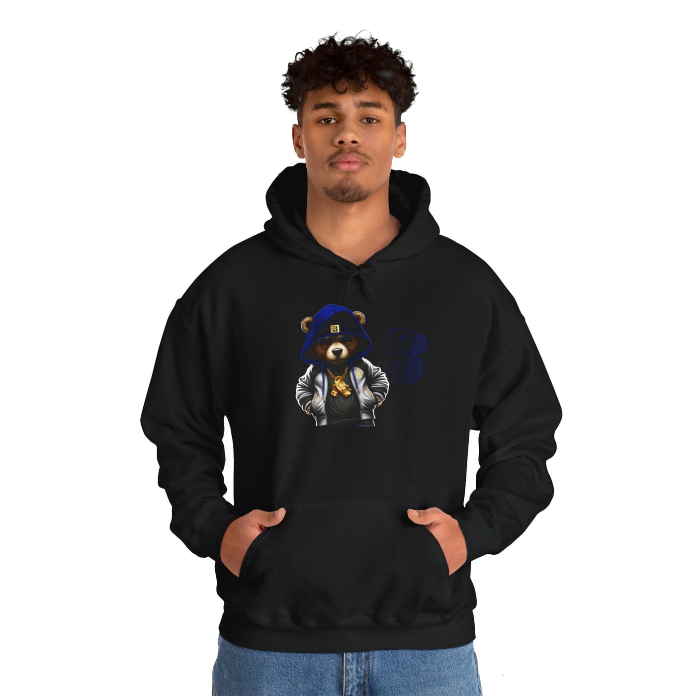 Unisex Hooded Sweatshirt 3keyz OG Teddy Drip Design Blue/Grey