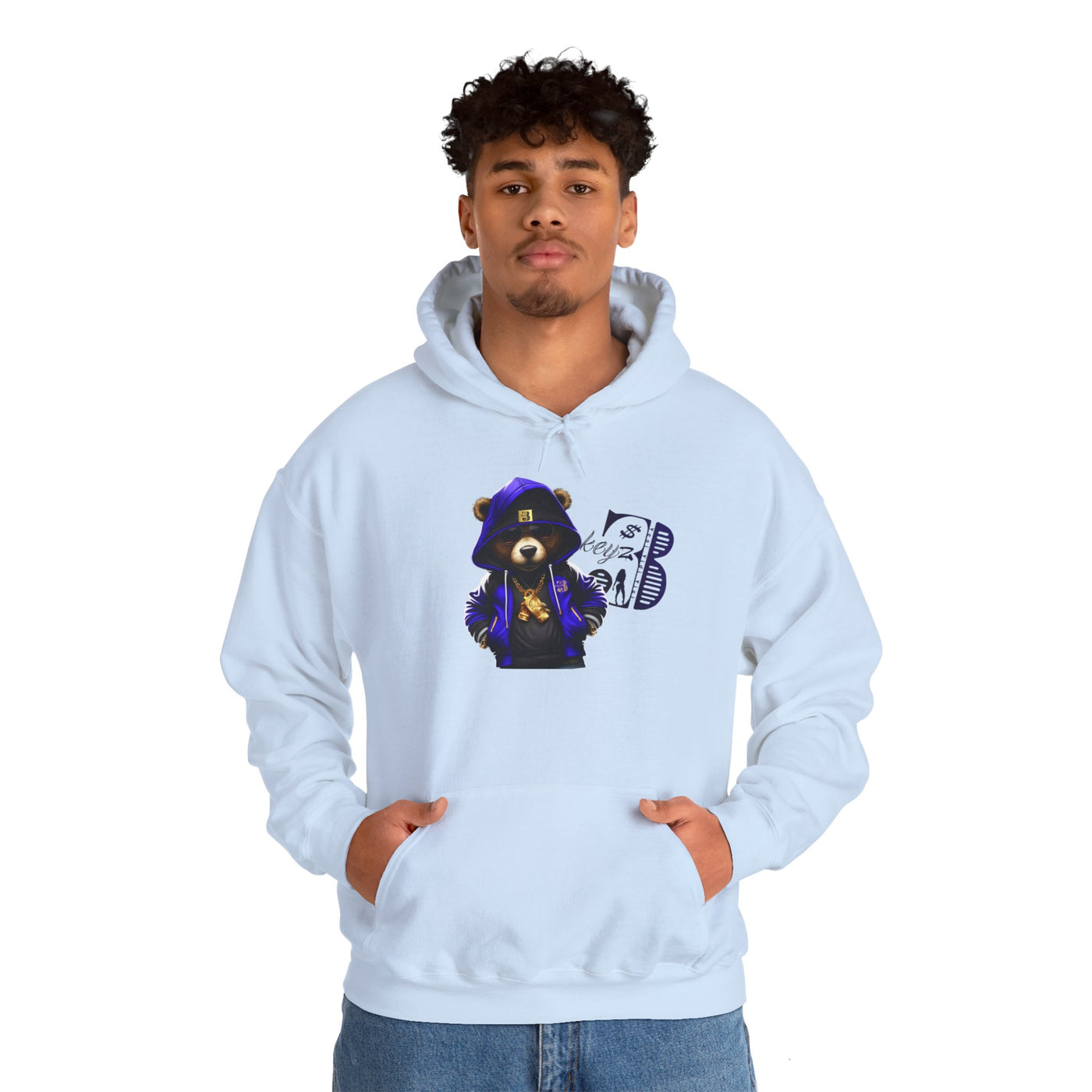 Unisex Hooded Sweatshirt 3keyz OG Teddy Drip Design Blue