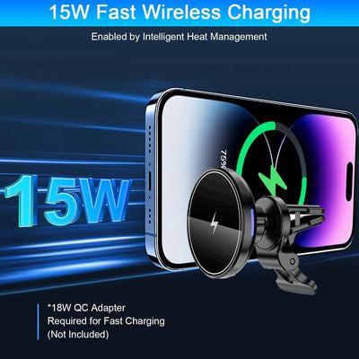MagPro 15W Car Mount | Premium Magnetic Wireless Fast Charger & Phone Holder