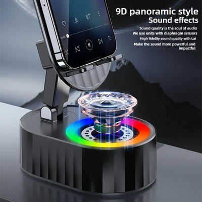 5in1 Induction Speaker Mobile Phone Holder Adjustable RGB Light Smart Wireless Bluetooth Speaker Phone Reverse Charging Function